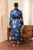 Luxury Silk Robe Pants Pajama Set Two-piece Imitate Silk Long-sleeved Pajamas Large Size Bathrobes Robe Sets For Men Clothing - Almoni Express