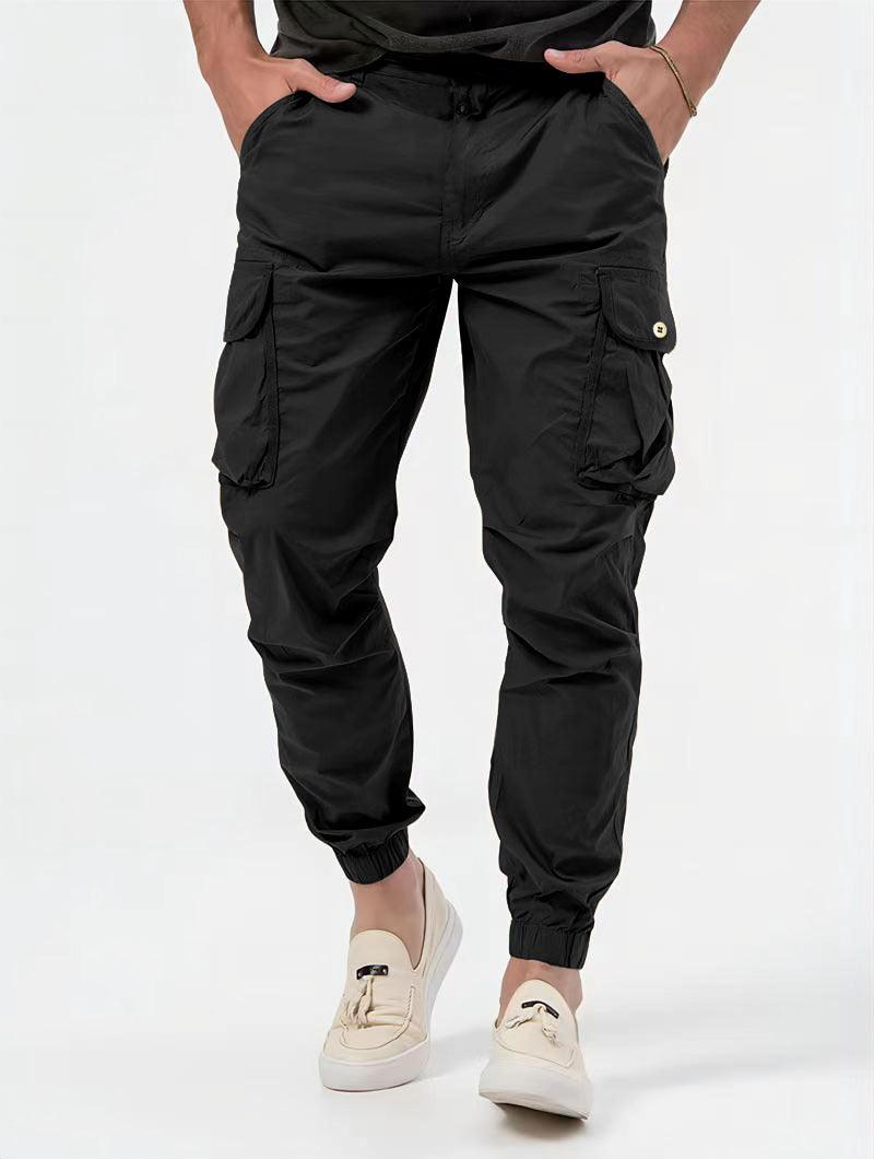 Men's Cargo Trousers With Three-dimensional Pockets Solid Color Casual Pants - AL MONI EXPRESS