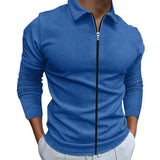 Men's Clothing Waffle Style Zipped Lapel Jacket Outdoor Sports Tops - AL MONI EXPRESS
