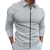 Men's Clothing Waffle Style Zipped Lapel Jacket Outdoor Sports Tops - AL MONI EXPRESS