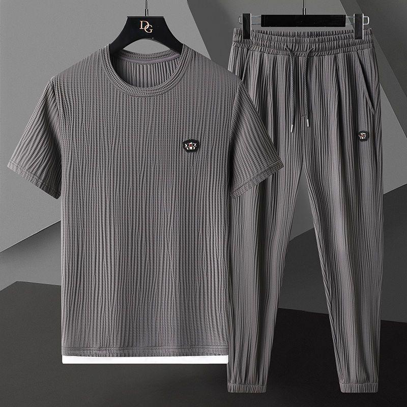 Men's Fashion Casual Exercise Quick-drying Short Sleeve Trousers Suit - AL MONI EXPRESS