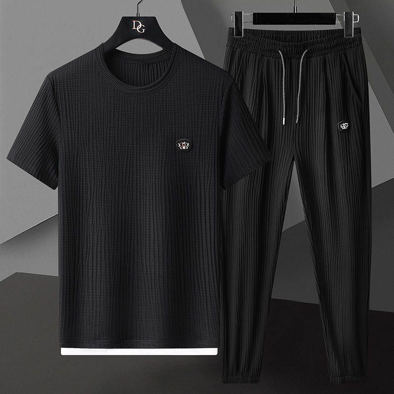 Men's Fashion Casual Exercise Quick-drying Short Sleeve Trousers Suit - AL MONI EXPRESS