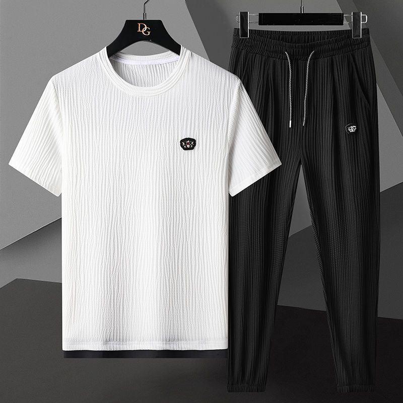 Men's Fashion Casual Exercise Quick-drying Short Sleeve Trousers Suit - AL MONI EXPRESS