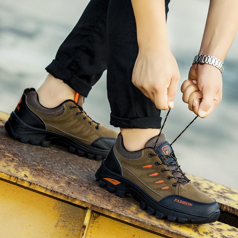 Men's Hiking Work Shoes Casual Breathable Lace-up Sneakers Outdoor Running Sports Shoes - AL MONI EXPRESS