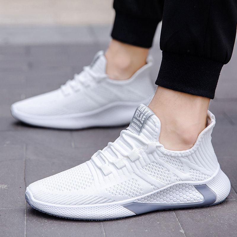 Men's Lace Up Casual Men's Shoes Fly Woven Mesh Breathable - AL MONI EXPRESS