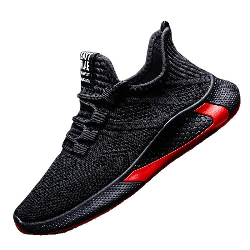 Men's Lace Up Casual Men's Shoes Fly Woven Mesh Breathable - AL MONI EXPRESS