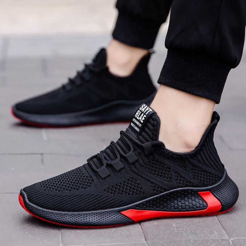 Men's Lace Up Casual Men's Shoes Fly Woven Mesh Breathable - AL MONI EXPRESS