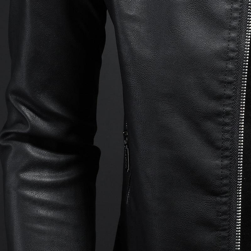 Men's Leather Motorcycle Jacket Thin Coat - AL MONI EXPRESS