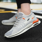 Men's Mesh Sneakers Fashion Striped Plaid Design Lace-up Shoes Casual Lightweight Breathable Sports Shoes - AL MONI EXPRESS