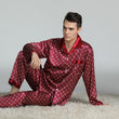 Men's Printed Silk Pajamas Spring And Summer Long-Sleeved Suit - Almoni Express