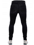 Men's Ripped Black Slim-fit High Waist Denim Trousers - AL MONI EXPRESS