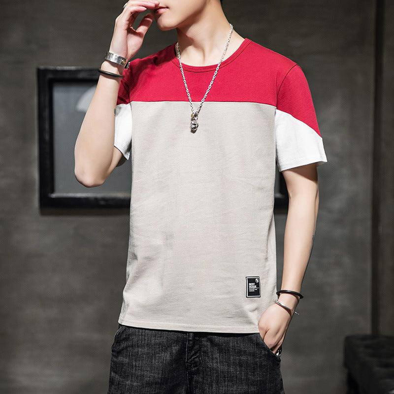 Men's stitching loose casual T-shirt - AL MONI EXPRESS