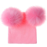 Mikkie Fur Hat Children's Two Ball Knit Hat - Almoni Express