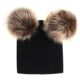 Mikkie Fur Hat Children's Two Ball Knit Hat - Almoni Express