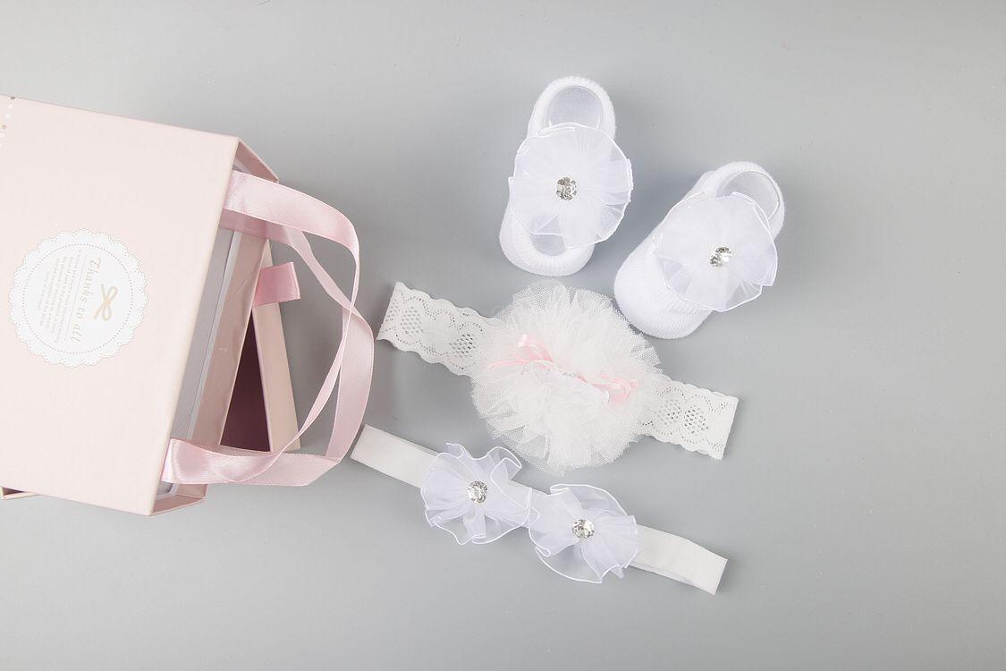 New baby hair accessories socks and shoes set box - Almoni Express