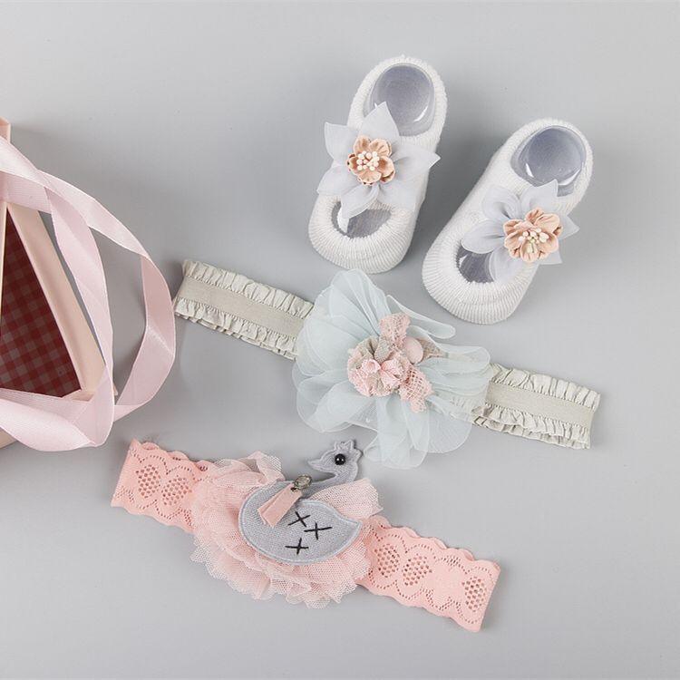 New baby hair accessories socks and shoes set box - Almoni Express