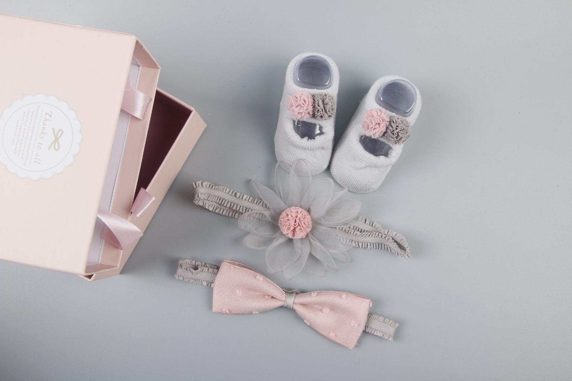 New baby hair accessories socks and shoes set box - Almoni Express