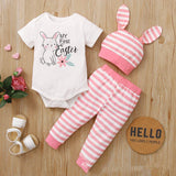 New Easter Print Rabbit Romper Three Piece 2 Colors - Almoni Express