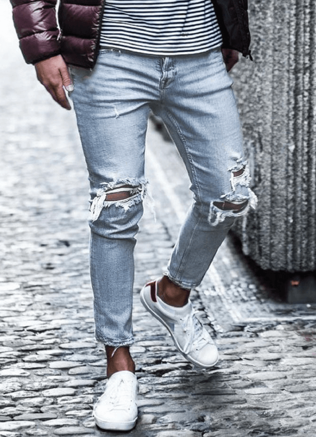 New Ripped Skinny Jeans mens Streetwear - AL MONI EXPRESS