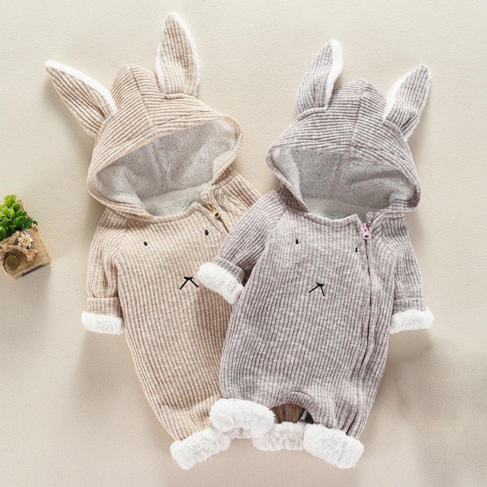 Newborn Baby Boy Girl Kids Hooded Romper Jumpsuit Bodysuit Clothes Outfits - Almoni Express