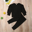 Newborn Baby Boys Girls Ruffles Jumper Solid Long Sleeve Sweatshirt Tops Pants Infant Kids 2Pcs Outfits Clothes Set Fall Clothes - Almoni Express