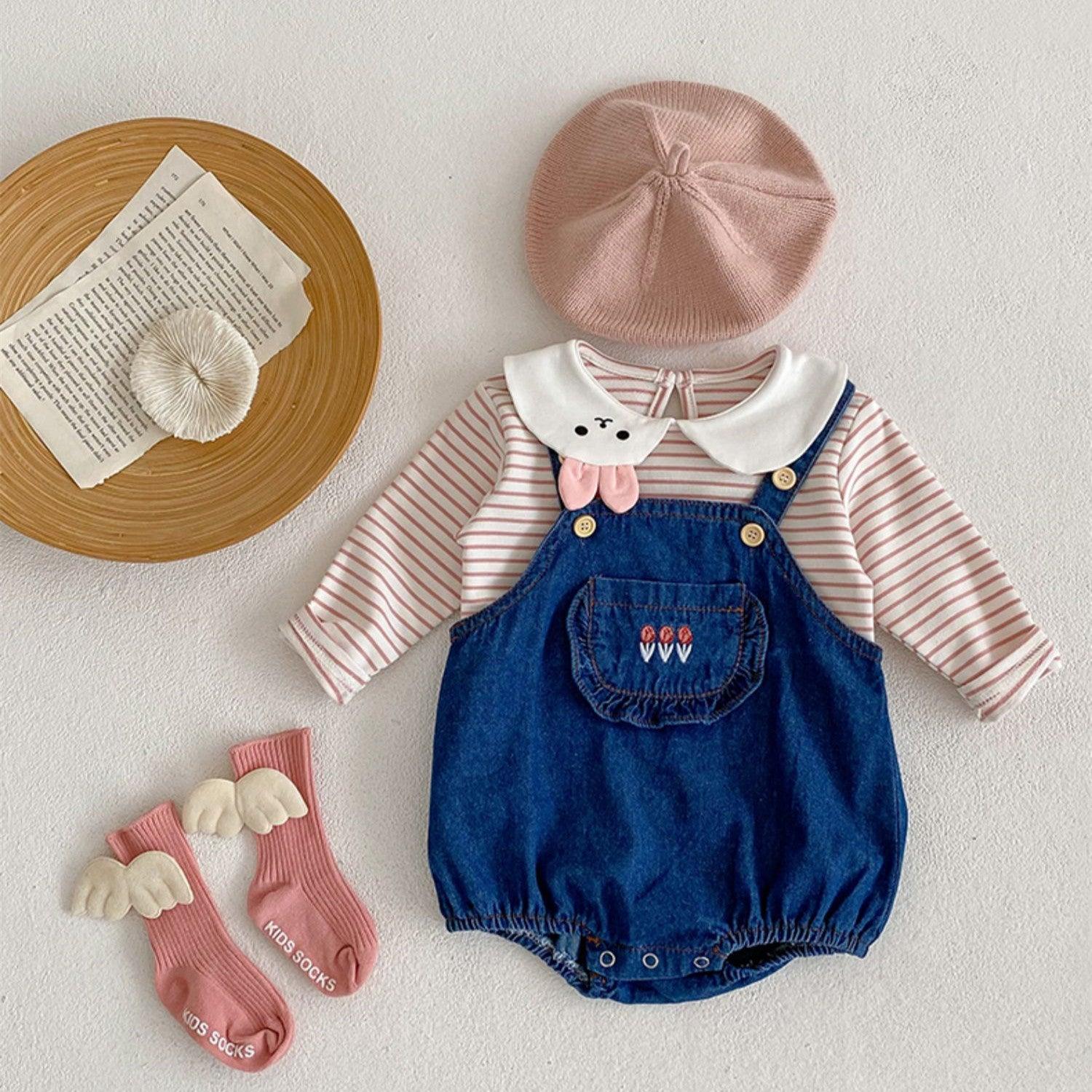 Newborn Baby Clothes Two Piece Rabbit Collar - Almoni Express