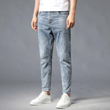 Nine-Point Washed Small Feet Jeans Straight-Leg Pants Men - Almoni Express