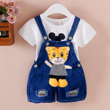 Pants Children's Jumpsuit Baby Suspenders Denim Shorts Men And Women - Almoni Express