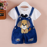 Pants Children's Jumpsuit Baby Suspenders Denim Shorts Men And Women - Almoni Express