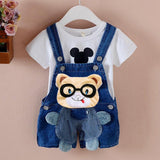 Pants Children's Jumpsuit Baby Suspenders Denim Shorts Men And Women - Almoni Express