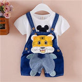 Pants Children's Jumpsuit Baby Suspenders Denim Shorts Men And Women - Almoni Express