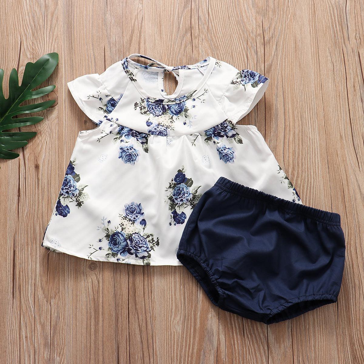 Pleated Skirt + Floral Shorts Set - Almoni Express