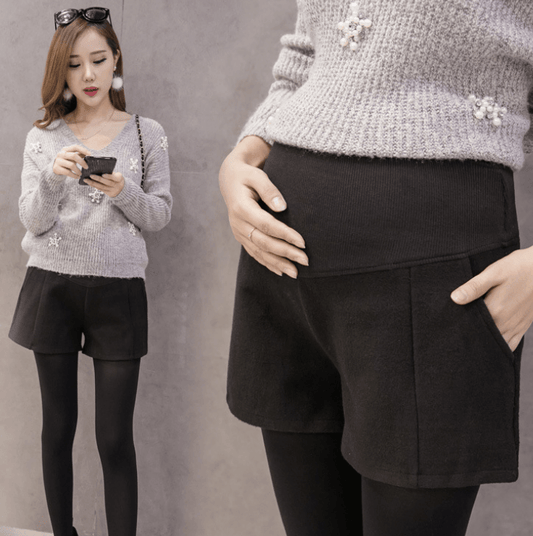 Pregnant women shorts, tide mom, woolen stomach lift pants - Almoni Express