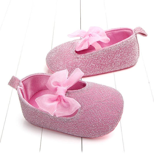 Shiny Ribbon Bow Female Baby Shoes Baby Shoes Toddler Shoes - Almoni Express