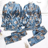 Silk Couple Pajamas Men And Women Long-Sleeved Summer Ice Silk Thin Casual - Almoni Express