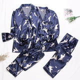 Silk Couple Pajamas Men And Women Long-Sleeved Summer Ice Silk Thin Casual - Almoni Express