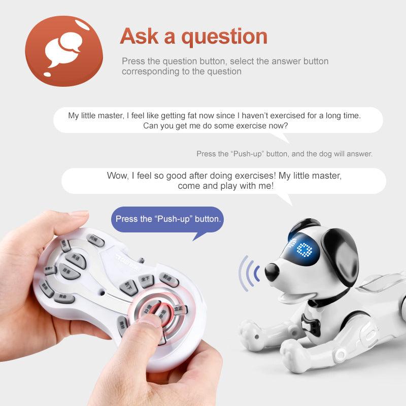 Smart Remote Control Robot Dog Children's Early Educational Toy Parent-Child Puzzle Interaction Electronic Pet Sing Dog Kid Gift - Almoni Express