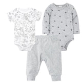 Solid Color Korean Newborn Baby Clothes Kids Set - Almoni Express