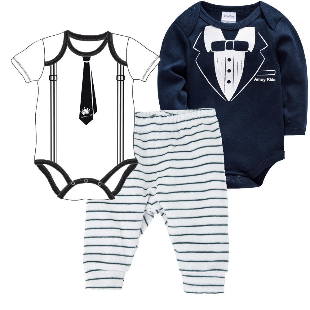 Solid Color Korean Newborn Baby Clothes Kids Set - Almoni Express