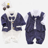 Spring And Autumn Infant One-Piece Romper Long Sleeve Baby Boy Gentleman Girl Baby Clothes - Almoni Express