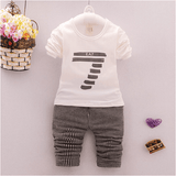 spring and autumn new boys and girls zipper striped trousers suit children's suit - Almoni Express