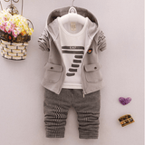 spring and autumn new boys and girls zipper striped trousers suit children's suit - Almoni Express