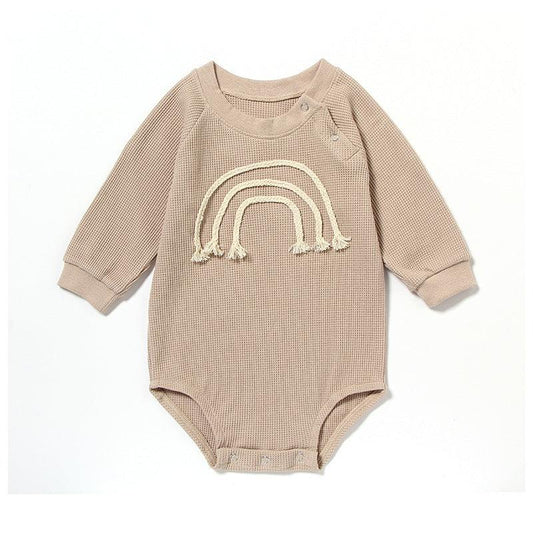 Spring And Autumn Romper R Baby Long Sleeve Waffle - Almoni Express