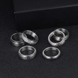 Stainless Steel Rotatable Spinner Ring Moon Stars Relieve Anxiety Rings - AL MONI EXPRESS