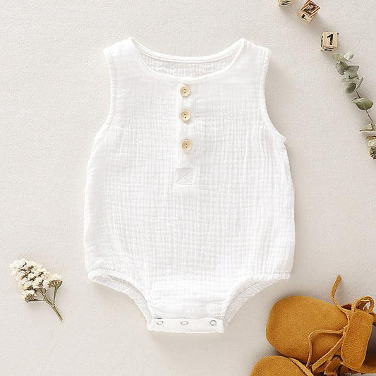 Summer Infant Baby Boys Girls Romper Muslin Sleeveless Newbo - Almoni Express