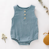 Summer Infant Baby Boys Girls Romper Muslin Sleeveless Newbo - Almoni Express