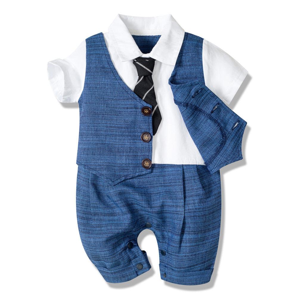 Summer New Baby Boy Jumpsuit Boys Gentleman Baby Children's Clothing - Almoni Express