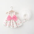 Summer New Baby Girl Print Bow Suspender Dress - Almoni Express