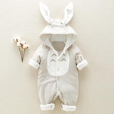 The new cotton padded cotton baby romper thickened chinchilla hooded cotton baby Onesies newborn go climbing clothes - Almoni Express