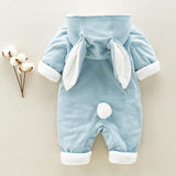 The new cotton padded cotton baby romper thickened chinchilla hooded cotton baby Onesies newborn go climbing clothes - Almoni Express